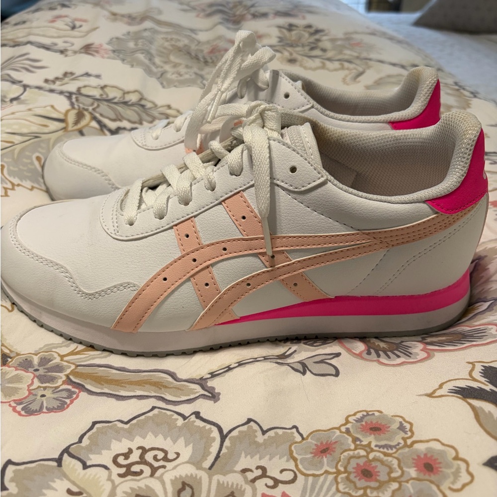 Asics Women's White and Pink Sneakers